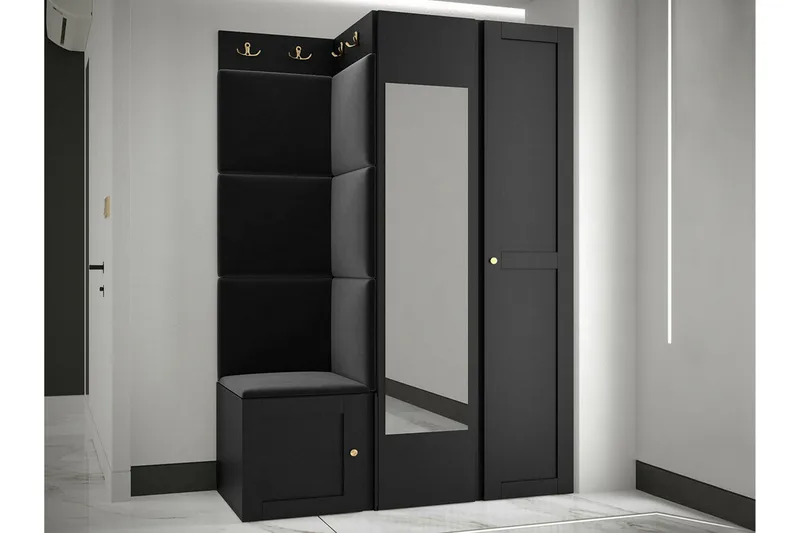 Dunvegan Garderob m. Spegel Black - Förvaring - Sko- & klädförvaring - Garderober & garderobssystem