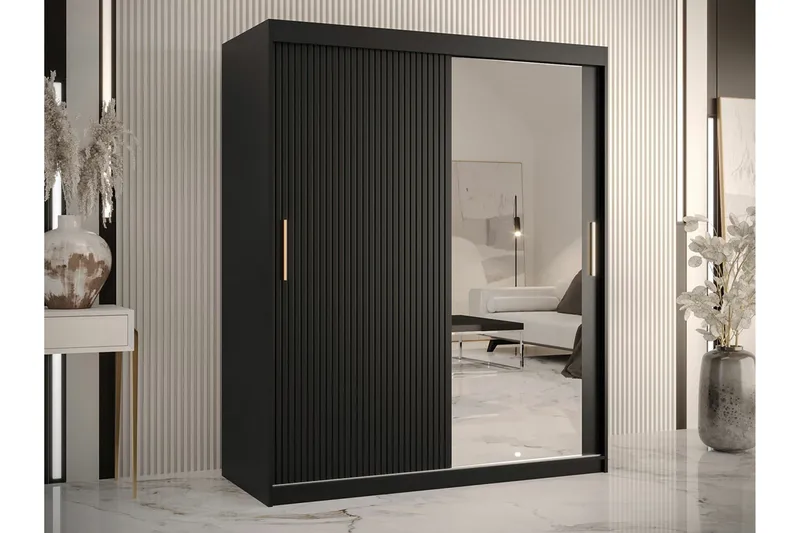 Dunvegan Garderob m. Spegel - Svart - Förvaring - Sko- & klädförvaring - Garderober & garderobssystem