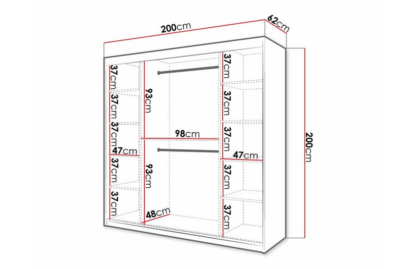 Dunvegan Garderob m. Spegel - Vit - Förvaring - Sko- & klädförvaring - Garderober & garderobssystem