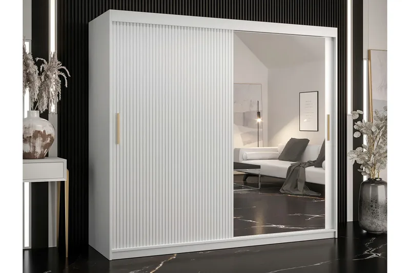 Dunvegan Garderob m. Spegel - Vit - Förvaring - Sko- & klädförvaring - Garderober & garderobssystem