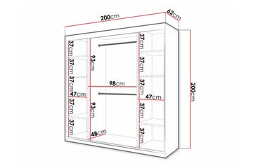 Dunvegan Garderob med Spegel 200 cm i Målat Trä med Glasdetaljer - Vit - Förvaring - Sko- & klädförvaring - Garderober & garderobssystem