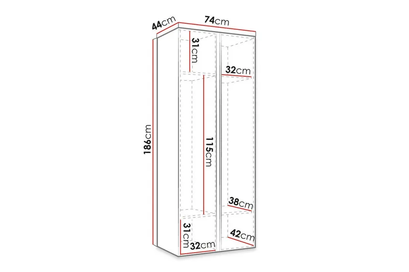 Dunvegan Garderob med Spegeldörr 74 cm i Målat Trä - Svart - Förvaring - Sko- & klädförvaring - Garderober & garderobssystem