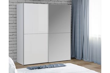 Edessa Rektangulär Garderob med Skjutdörrar 170 cm i Trä med Metallram - Vit - Förvaring - Sko- & klädförvaring - Garderober & garderobssystem