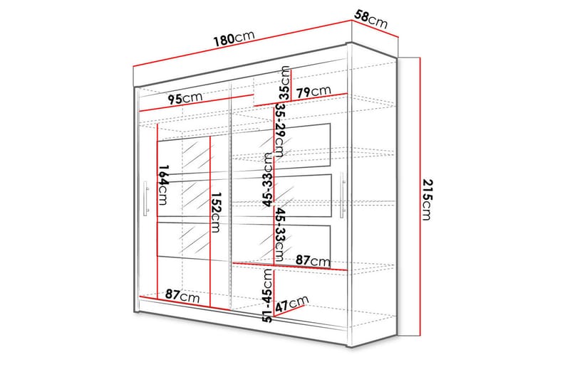 EMILIO Garderob 180x57x215 cm - Beige - Garderober & garderobssystem