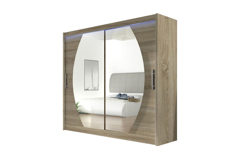 EMILIO Garderob 180x57x215 cm, Beige|Vit