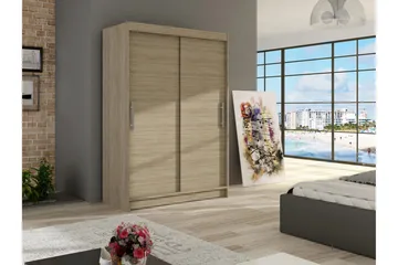 Estella Garderob 120 cm Skjutdörrar - Beige/Trä/Natur - Förvaring - Sko- & klädförvaring - Garderober & garderobssystem