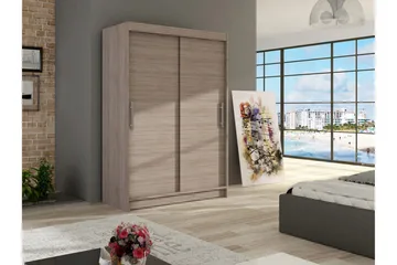 Estella Garderob 120 cm Skjutdörrar - Beige/Trä/Natur - Förvaring - Sko- & klädförvaring - Garderober & garderobssystem