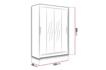 Estella Garderob 120 cm Skjutdörrar Smal Spegel - Ek/Tryffel/Spegel - Förvaring - Sko- & klädförvaring - Garderober & garderobssystem