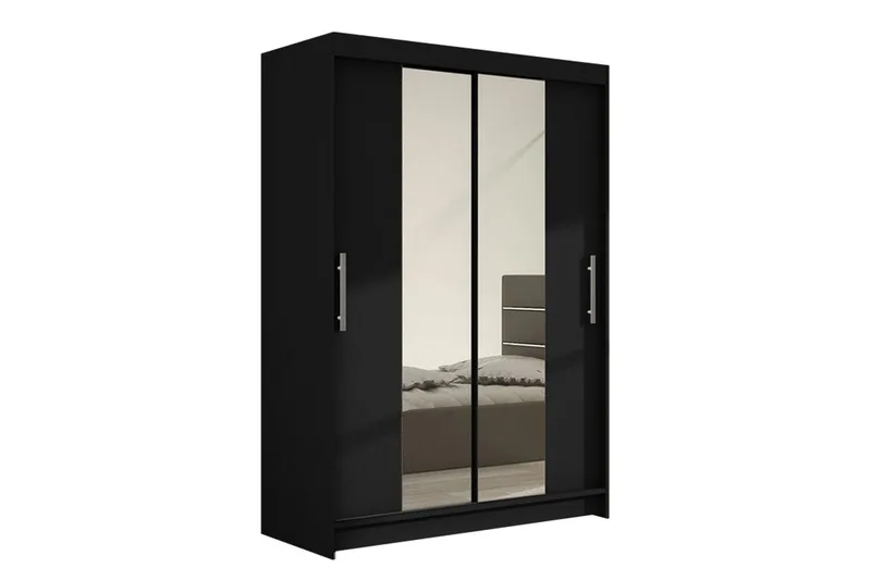 Estella Garderob 120 cm Skjutdörrar Smal Spegel - Svart/Spegel - Förvaring - Sko- & klädförvaring - Garderober & garderobssystem