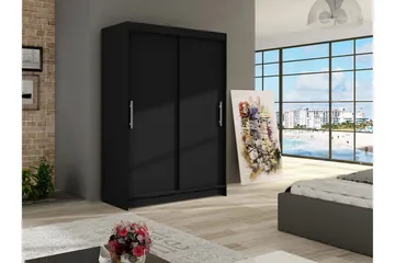 Estella Garderob 120 cm Skjutdörrar - Svart - Förvaring - Sko- & klädförvaring - Garderober & garderobssystem