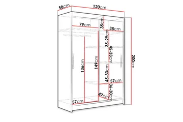 Estella Garderob 120 cm Skjutdörrar - Svart - Förvaring - Sko- & klädförvaring - Garderober & garderobssystem