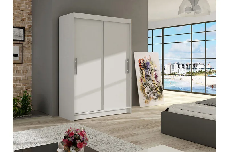 Estella Garderob 120 cm Skjutdörrar - Vit - Förvaring - Sko- & klädförvaring - Garderober & garderobssystem