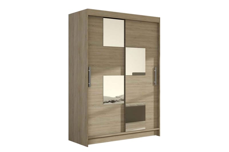 Estella Garderob Skjutdörrar Fyrkantig Spegel, Ek