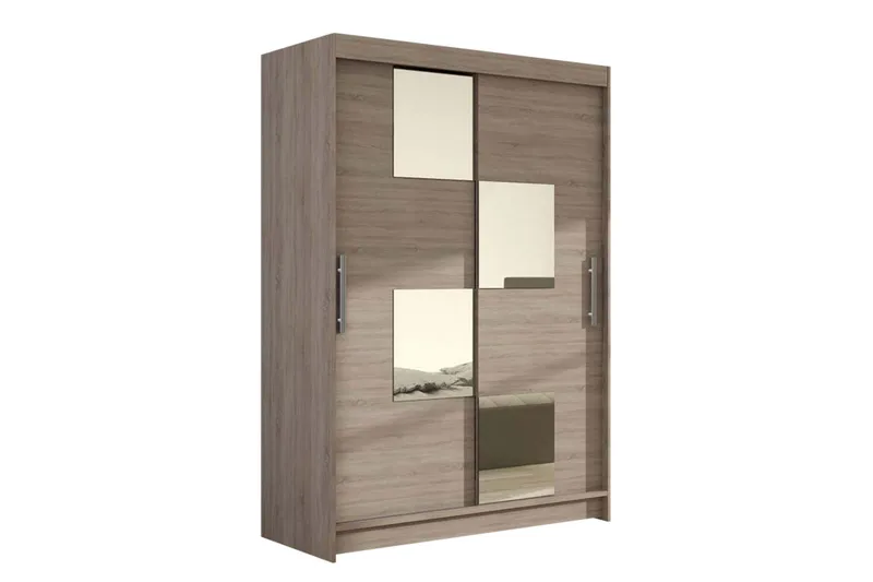 Estella Garderob Skjutdörrar Fyrkantig Spegel - Ljus Ek - Förvaring - Sko- & klädförvaring - Garderober & garderobssystem