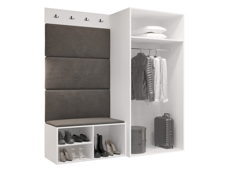 Farosa Hallmöbelset 164x191 cm - Valnöt + Manila 04 - Förvaring - Sko- & klädförvaring - Garderober & garderobssystem - Hörngarderob
