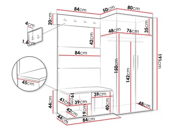 Farosa Hallmöbelset 164x191 cm - Valnöt + Manila 32 - Förvaring - Sko- & klädförvaring - Garderober & garderobssystem - Hörngarderob