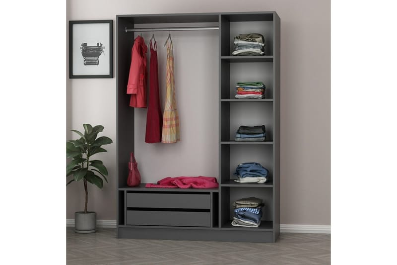 Fruitland Garderob 135 cm - Antracit - Förvaring - Sko- & klädförvaring - Garderober & garderobssystem
