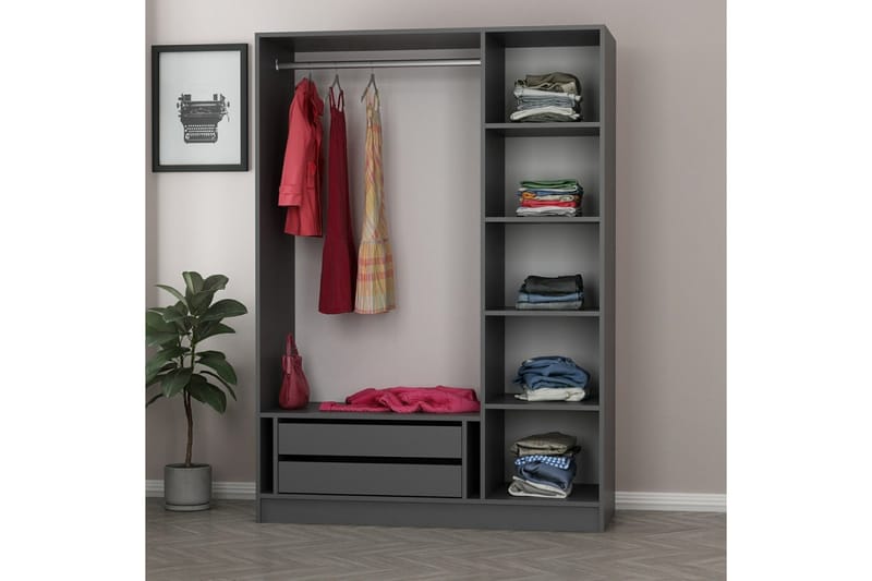 Fruitland Garderob 135 cm - Antracit - Förvaring - Sko- & klädförvaring - Garderober & garderobssystem