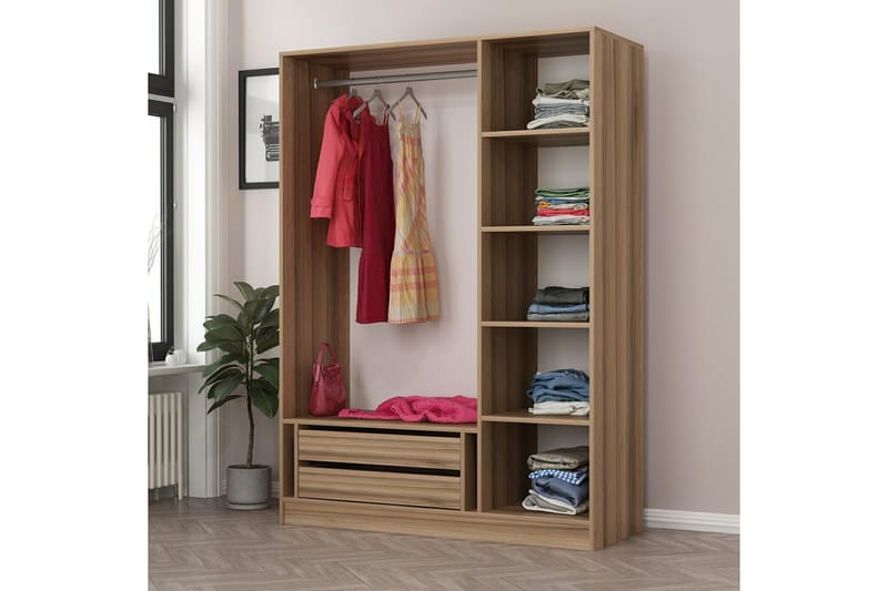 Fruitland Garderob 135 cm - Brun - Förvaring - Sko- & klädförvaring - Garderober & garderobssystem