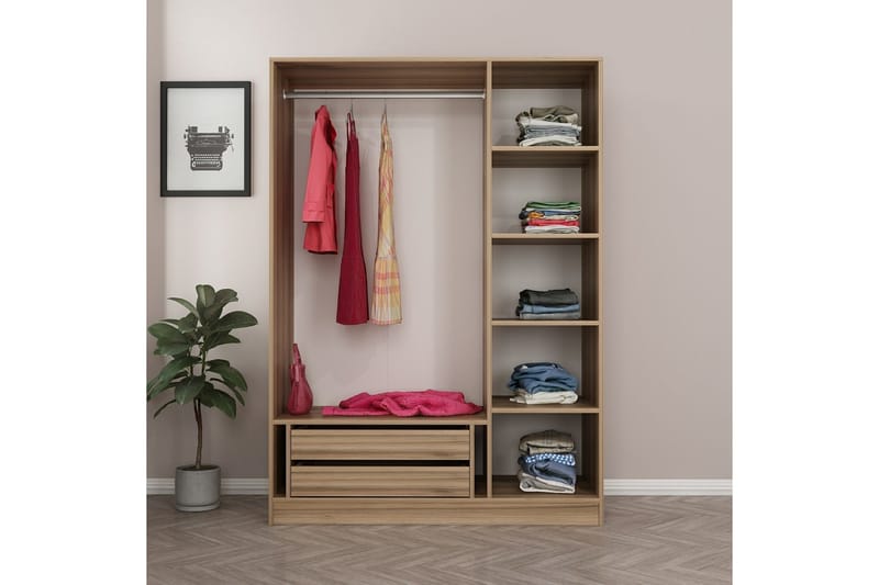 Fruitland Garderob 135 cm - Brun - Förvaring - Sko- & klädförvaring - Garderober & garderobssystem