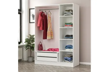 Fruitland Garderob 135 cm - Vit - Förvaring - Sko- & klädförvaring - Garderober & garderobssystem