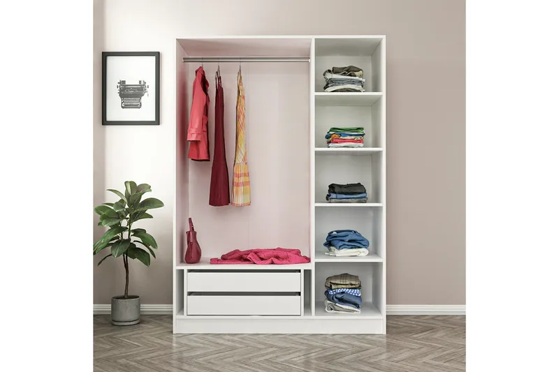 Fruitland Garderob 135 cm - Vit - Förvaring - Sko- & klädförvaring - Garderober & garderobssystem