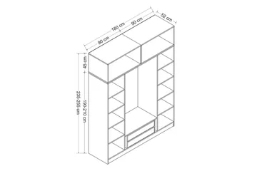 Fruitland Garderob 180 cm - Brun - Förvaring - Sko- & klädförvaring - Garderober & garderobssystem
