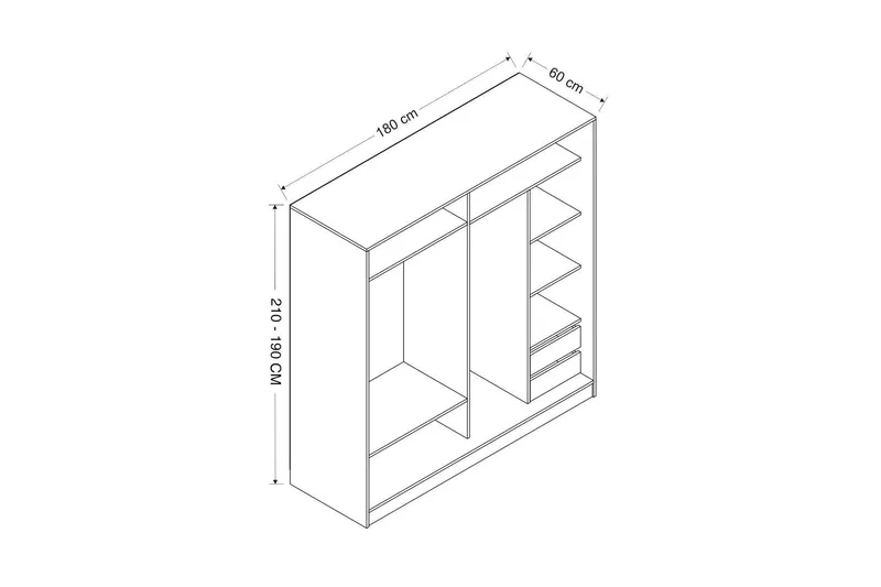 Fruitland Garderob 180 cm - Brun/Vit - Förvaring - Sko- & klädförvaring - Garderober & garderobssystem