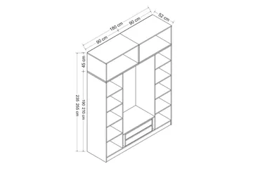 Fruitland Garderob 180 cm - Vit - Förvaring - Sko- & klädförvaring - Garderober & garderobssystem