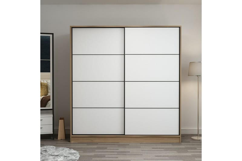 Fruitland Garderob 180 cm - Vit/ek - Förvaring - Sko- & klädförvaring - Garderober & garderobssystem