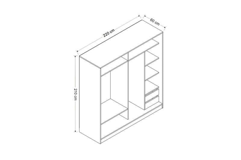 Fruitland Garderob 220 cm - Ek/Grå/Vit - Förvaring - Sko- & klädförvaring - Garderober & garderobssystem