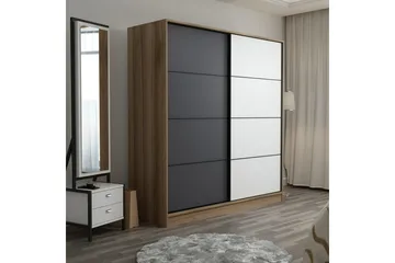 Fruitland Garderob 220 cm - Ek/Grå/Vit - Förvaring - Sko- & klädförvaring - Garderober & garderobssystem