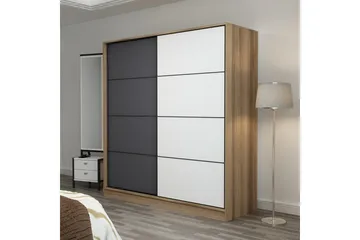 Fruitland Garderob 220 cm - Ek/Grå/Vit - Förvaring - Sko- & klädförvaring - Garderober & garderobssystem