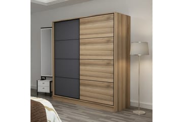 Fruitland Garderob 220 cm - Grå/Brun/Ek - Förvaring - Sko- & klädförvaring - Garderober & garderobssystem