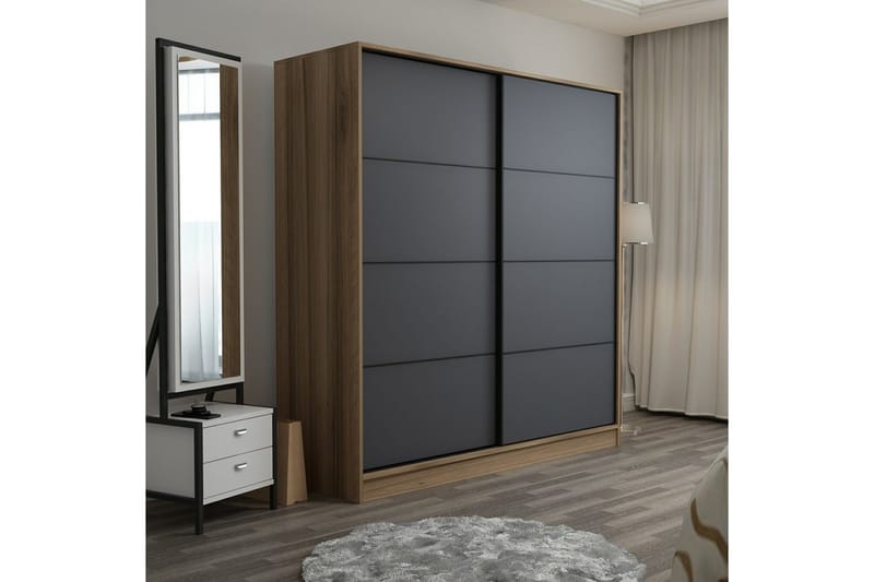 Fruitland Garderob 220 cm - Grå/Ek - Förvaring - Sko- & klädförvaring - Garderober & garderobssystem