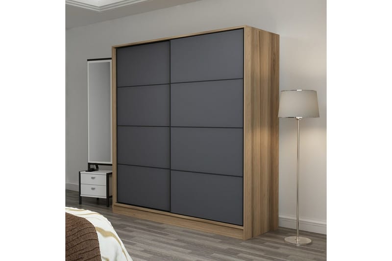 Fruitland Garderob 220 cm - Grå/Ek - Förvaring - Sko- & klädförvaring - Garderober & garderobssystem