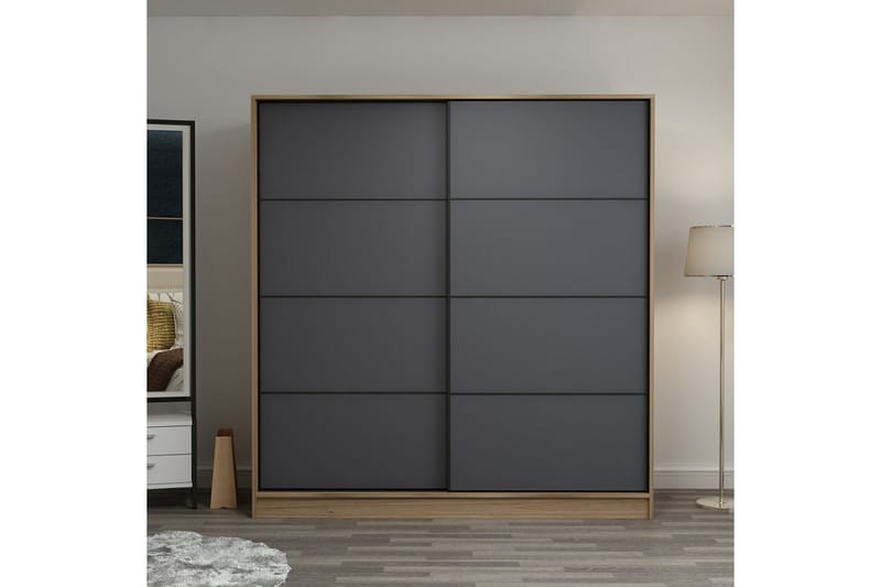 Fruitland Garderob 220 cm, Grå/Ek