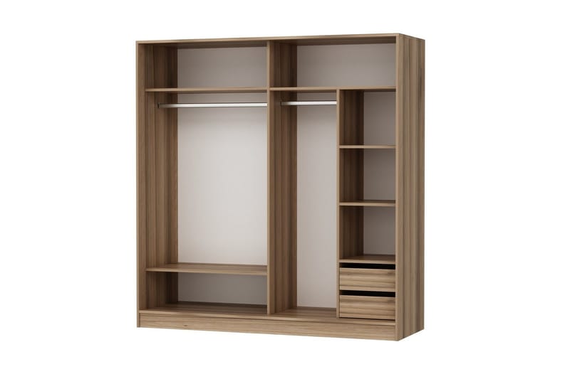 Fruitland Garderob 220 cm - Vit/Brun/Ek - Förvaring - Sko- & klädförvaring - Garderober & garderobssystem