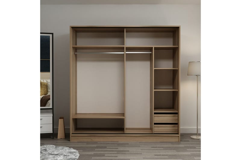 Fruitland Garderob 220 cm - Vit/ek - Förvaring - Sko- & klädförvaring - Garderober & garderobssystem
