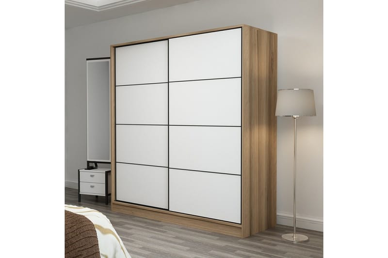 Fruitland Garderob 220 cm - Vit/ek - Förvaring - Sko- & klädförvaring - Garderober & garderobssystem