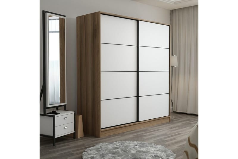 Fruitland Garderob 220 cm - Vit/ek - Förvaring - Sko- & kl ädförvaring - Garderober & garderobssystem