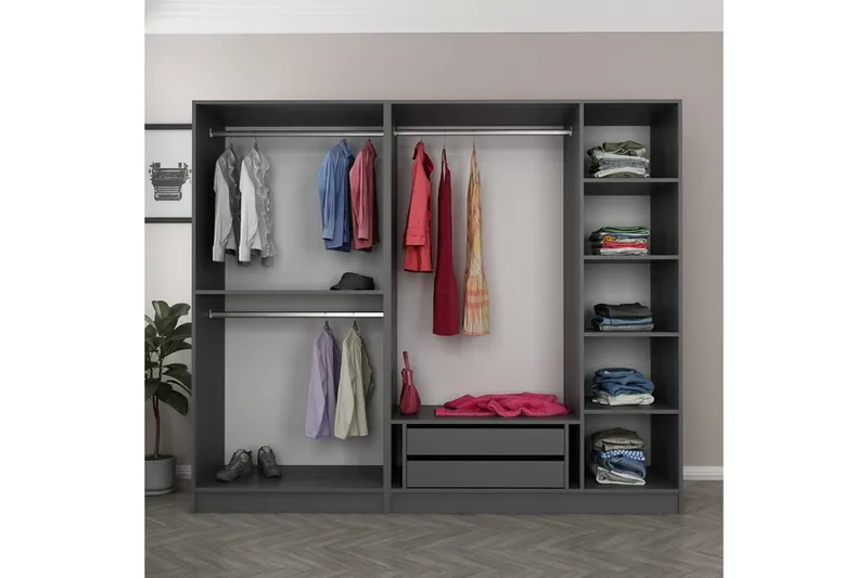 Fruitland Garderob 225 cm - Antracit - Förvaring - Sko- & klädförvaring - Garderober & garderobssystem