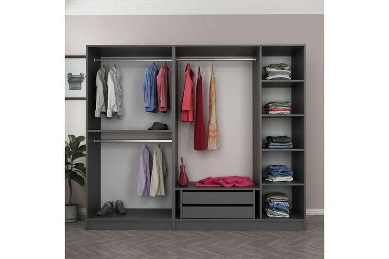 Fruitland Garderob 225 cm - Antracit - Förvaring - Sko- & klädförvaring - Garderober & garderobssystem
