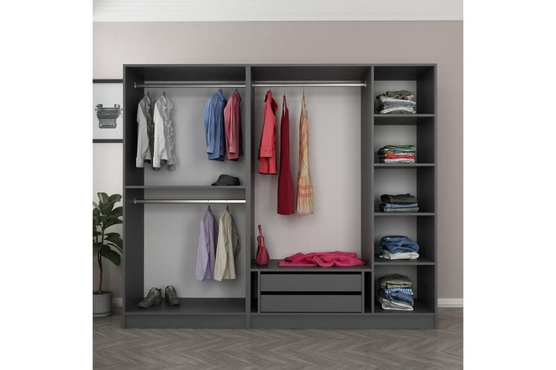 Fruitland Garderob 225 cm - Antracit - Förvaring - Sko- & klädförvaring - Garderober & garderobssystem