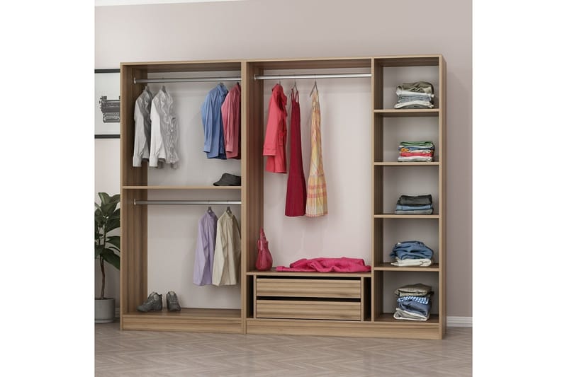 Fruitland Garderob 225 cm - Brun - Förvaring - Sko- & klädförvaring - Garderober & garderobssystem