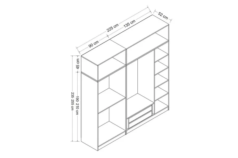 Fruitland Garderob 225 cm - Vit - Förvaring - Sko- & klädförvaring - Garderober & garderobssystem