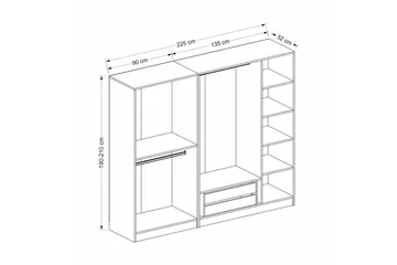 Fruitland Garderob 225 cm - Vit - Förvaring - Sko- & klädförvaring - Garderober & garderobssystem