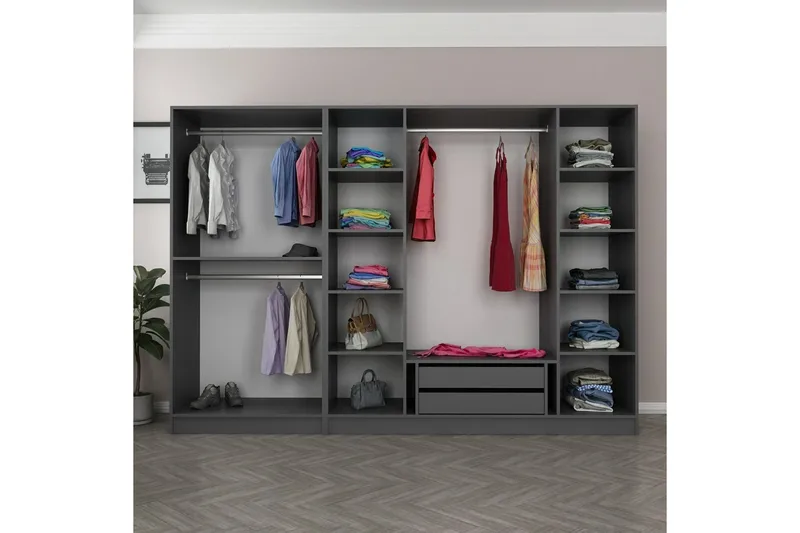 Fruitland Garderob 270 cm - Antracit - Förvaring - Sko- & klädförvaring - Garderober & garderobssystem