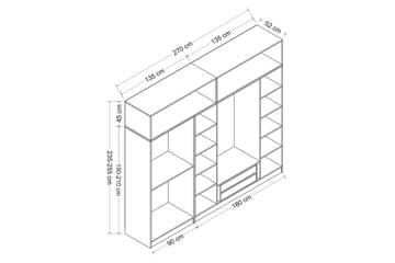 Fruitland Garderob 270 cm - Brun - Förvaring - Sko- & klädförvaring - Garderober & garderobssystem
