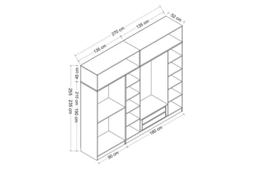 Fruitland Garderob 270 cm - Grå/Vit - Förvaring - Sko- & klädförvaring - Garderober & garderobssystem